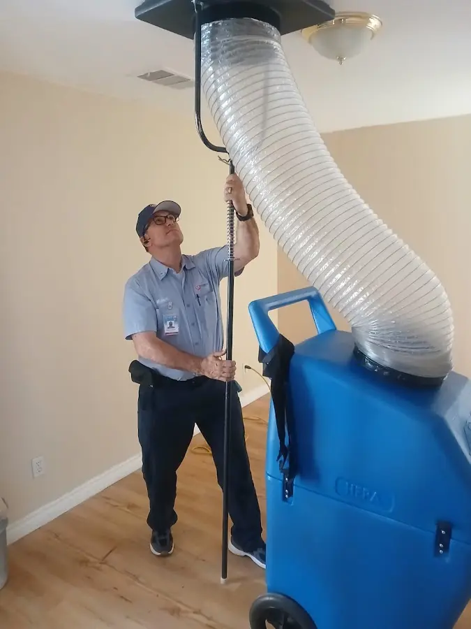 Mini Split Installation technician using HEPA equipment in Liberty Lake